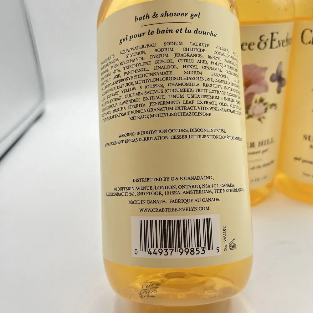 Crabtree & Evelyn Summer Hill Bath & Shower Gel 16.9 fl oz Lot of 3 ~New~